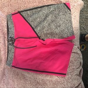 Pink and grey AE swim trunks